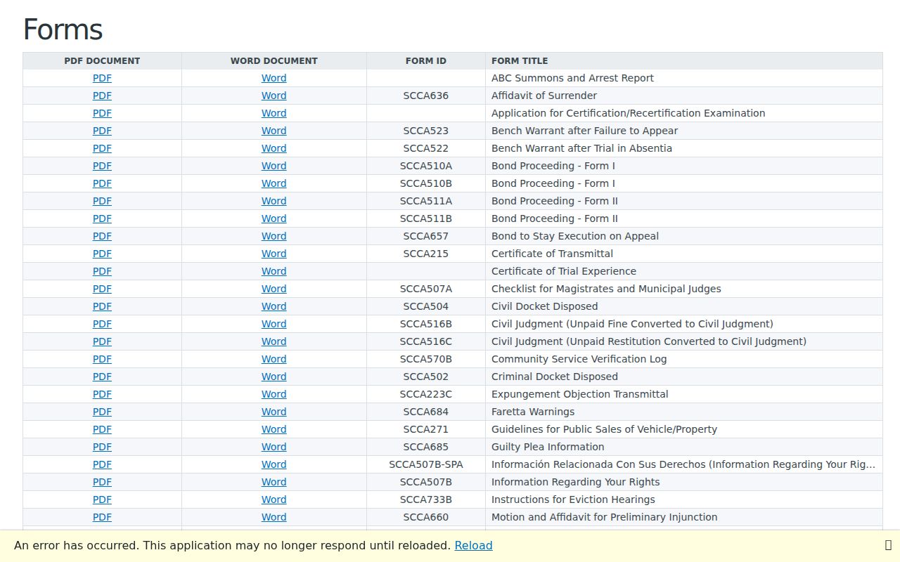 Bamberg County bench warrants, South Carolina form index with SCCA523