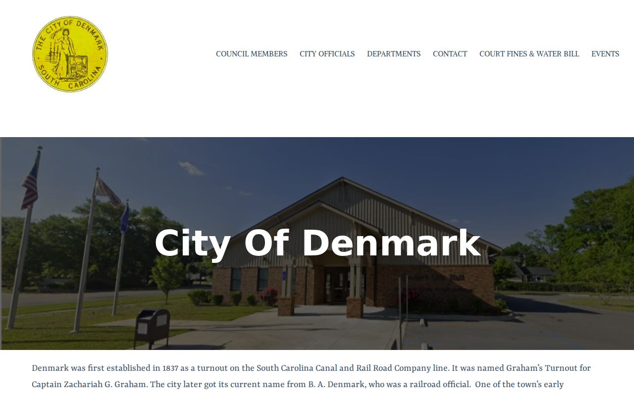 Denmark warrant records in Bamberg County, official Denmark City Hall contact page